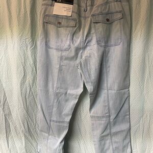 White House Black Market Light Blue Straight Crop Chambray pants